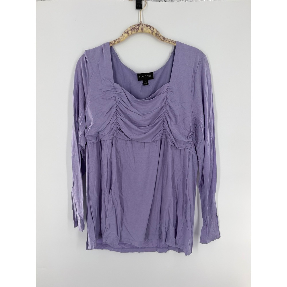 lavender purple ruched long sleeve top l fairycore empire waist blouse dialogue